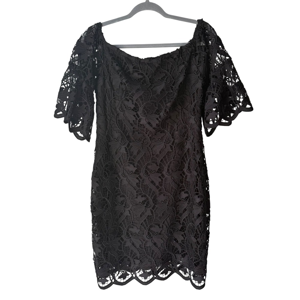 Lauren Ralph Lauren Black Lace Cocktail Dress Old Money Quiet Luxury Size 10